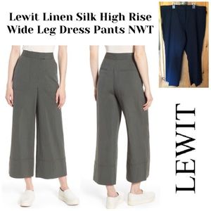 Lewit Linen Silk High Rise WideLeg Dress Pants NWT